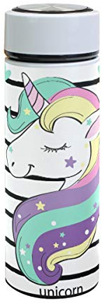 ISAOA Bouteille d'eau en acier inoxydable avec licorne et feuilles - Double paroi isotherme sous vide - Anti-fuite - Pour sports de plein air et course à pied