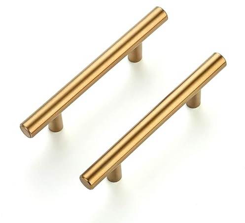 Ravinte 30 Pack 5 Inch Cabinet Pulls Brushed Brass Stainless Steel Kitchen Drawer Pulls Cabinet Handles 5”Length, 3” Hole Center