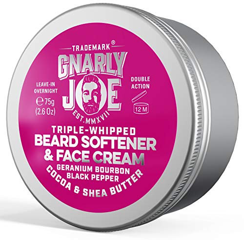Gnarly Joe Beard Softener & Face Cream - 85ml Beard Softener for Men with Triple-Whipped Cocoa & Shea Butter - Natural Beard Moisturiser, Conditioner & Cream - Geranium & Black Pepper Scent - UK Made