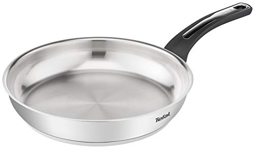 Tefal Emotion - Sartén de plata 28 cm, acero inoxidable, 10 años de garantía, base gruesa para una difusión de calor homogénea, diseño elegante, mango resistente, inducción E3010604