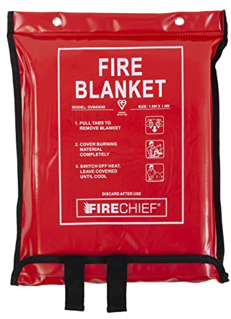 Firechief Kitemarked Budget Couverture anti-feu | Couverture anti-feu commerciale (1,8 m x 1,8 m) | Convient pour une utilisation à la maison, sur le lieu de travail et pour les incendies de vêtements