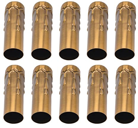 10 Styck E14 Metallrör Lamphuvud Hölje Järn för Ljuslamphållare Rör Lampfot 25x80mm Kristallkrona Rör Belysning Tillbehör Armaturer(Guld brons)