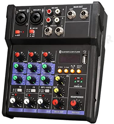 Bluetooth 4-Channel Dj Controller Mixer Professional Mixing Console with Reverb Effect for Home Live Stage (Color : B)