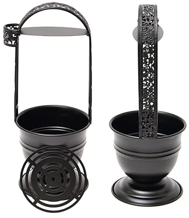 2er Set Shisha Kohlebehälter | Kohlekorb für die Shisha, Wasserpfeife Kohle | schwarzmatt - Höhe [35 cm] | Grillkohlekorb mit Zangenhalter | Charcoal Basket | Kohlezubehör für Shishas & Wasserpfeifen