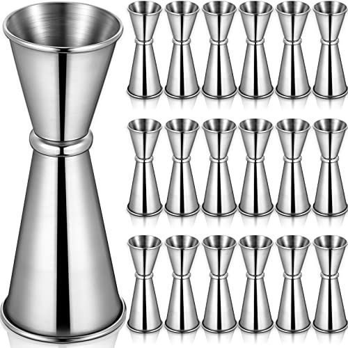 Yaomiao 18 Pcs 2 oz 1 oz Jigger for Bartending Double Cocktail Jigger Japanese Jigger Stainless Steel Measuring Cup for Home Bar Liquor Whiskey Bartender Measure Tool, Silver