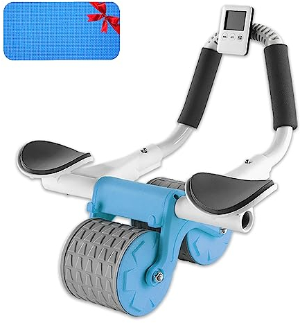 Neue 2023 Bauchroller, Bauchtrainer mit Ellbogenunterstützung, Ab Roller mit Automatische Rebound, Bauchmuskeltrainer mit Kniematte für Männer und Frauen, Doppelrädern Stabiler