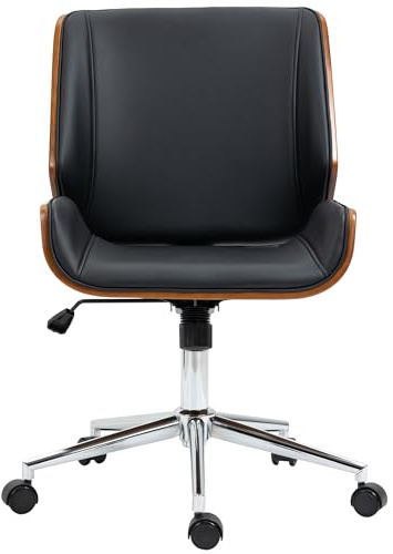 Vinsetto Bürostuhl Ergonomischer Schreibtischstuhl Höhenverstellbarer Drehstuhl mit Wippfunktion, Kunstleder, Gepolstert Computerstuhl, Schwarz