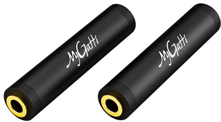 Mygatti Adattatore jack audio 3.5mm stereo(2 pezzi) – Femmina a Femmina, placcato oro, nero opaco, connettore AUX/adattatore femmina per cavo audio