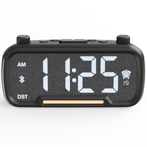 Radiosveglia Digitale da Comodino, FM Radio Sveglia con Luce Noctturna, Altoparlante Bluetooth, Porta USB & Type C, Snooze, Volume e Luminosità Regolabili, Sveglia per Sordi | Bambini | Adolescenti