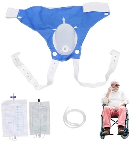 Urinoir portable pour les hommes, 1 ensemble ensemble de collecteurs d'urines fuites avec une capsule de capture silicone, un pantalon coton et des sacs collecte pour les hommes âgés