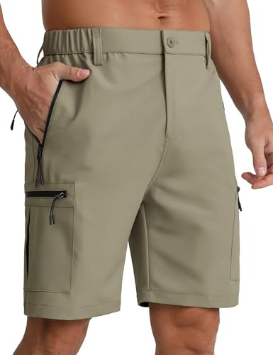 APTRO Pantalones cortos de senderismo para hombre, ligeros, para golf, informales, con 5 bolsillos con cremallera