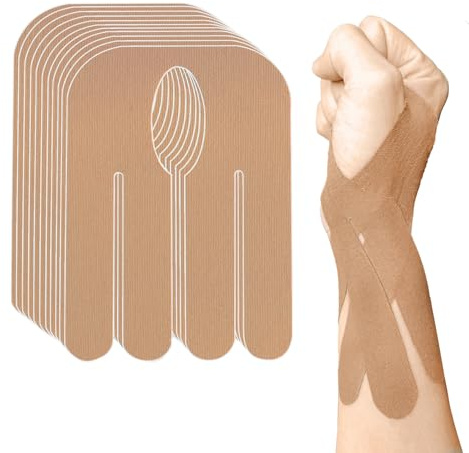 ANAMPION Bandes de Kinésiologie pour Le poignet,12PCS Impermeable Tape pour Soulagement de La Douleur,Coton Original Kinesio Tape,Durable Le poignet Bandes pour Les Sport ﻿ (Couleur de peau, 12 Stück)