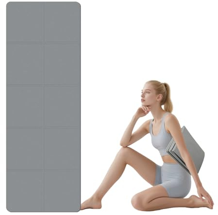 Tappetino Palestra - Tappetino Pilates Pieghevole - Yoga Mat in TPE - Tappetino Fitness 183 x 61 cm, 5 mm di Spessore, Materassino Pilates, Tappetino Ginnastica, Viaggio e Sport (Grigio)