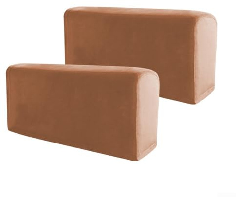 TDCuizent 2 fundas antideslizantes para reposabrazos de sofá, silla, protectores de muebles, fundas de tela elástica para el hogar, oficina, hotel, bodas, fiestas (camello)