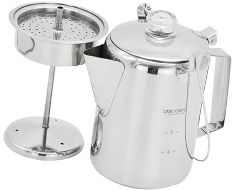 ZYMIADOU 9 koppar rostfritt stål perkolator stor kapacitet kaffekannor gångjärn lockstillverkare för camping och hem kök använd gångjärnslock perkolator
