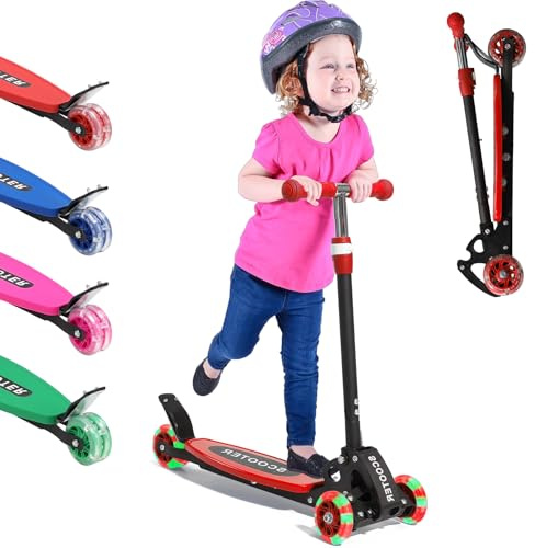 Scooter for Kids 3-7, 3 Wheel Scooters for Boy Girl Toddler Heavy Duty, Kick Scooter with Lean-to-Steer LED Wheels, 4 Adjustable Handlebar, Wide Deck, Safe Metal Rear Brake, 120 lb Capacity,Child Gift