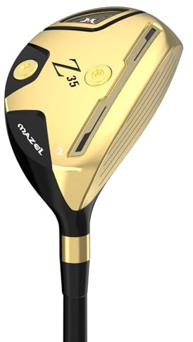 MAZEL Hybrid and Utility Golf Clubs 2,3,4,5,6,7,8,9, P for Men and Women, Graphite Shaft Flex S/R for Beginners (Gold, Grapthite, Regular, 15, Degrees, Right)