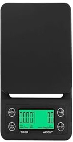 Básculas de cocina, Báscula digital de cocina alta precisión con temporizador, LCD, for café goteo 3 kg, 0,1 g, 5 y,para oficina escuela hogar(Black)