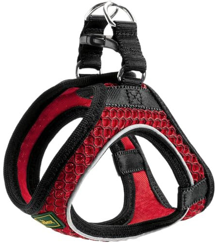 HUNTER Hilo Comfort Geschirr für kleine Hunde, weiches Mesh-Material, luftdurchlässig, Zugentlastung, reflektierend, Rot, XXS-XS