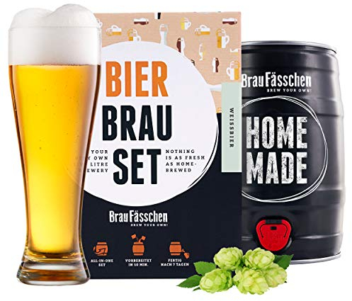 Braufässchen | Bierbrauset zum selber brauen | Weißbier im 5L Fass | In 7 Tagen gebraut | Geburtstagsgeschenk aus München Bayern