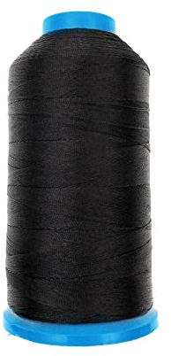 JZK 1500 Yard T70 69# Black Strong Durable Bonded Nylon Sewing Thread for Upholstery Leather Jeans Canvas Carpet Curtain Beading for Industrial Machine, overlock, Hand Sewing