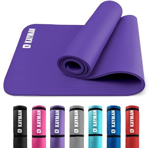 KAYMAN Yoga Mat – Multi-Purpose Extra Thick Foam Exercise Mats – Ideal Floor Mat for Pilates, Stretching, Resistance Workout & Therapy – Home & Gym Equipment Accessory (Purple, Standard)