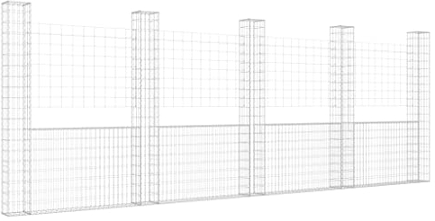 vidaXL Gabbione a U con 5 Pali in Ferro 500x20x200 cm
