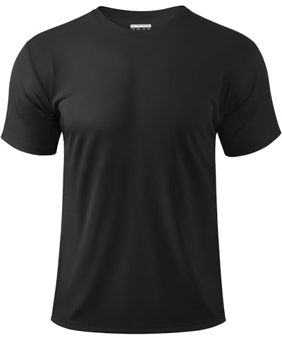 Boladeci Mens Rash Guard Short Sleeve Adult Swim Shirt UV Protection Sunblock Moisture Wicking Cooling for Hot Weather Sport Athletic Hiking X-Large Black