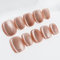 Sun&Beam Nails Handmade Press On Short Round with Flesh Color Cat Eye Design Charm Cute False Nail Tips 10 Pcs (#95 S)