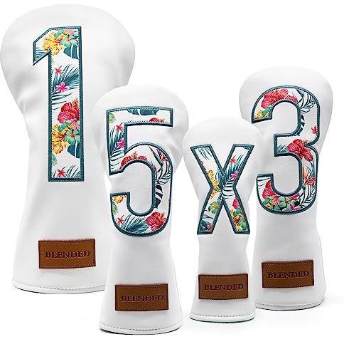 BAIRBRE Golf Club Covers Driver Cover Fairway Wood Headcover Hybrid Cover Leather Mallet Putter Covers Blade Headcovers Golf Head Covers for Most Brand (for 4pcs)