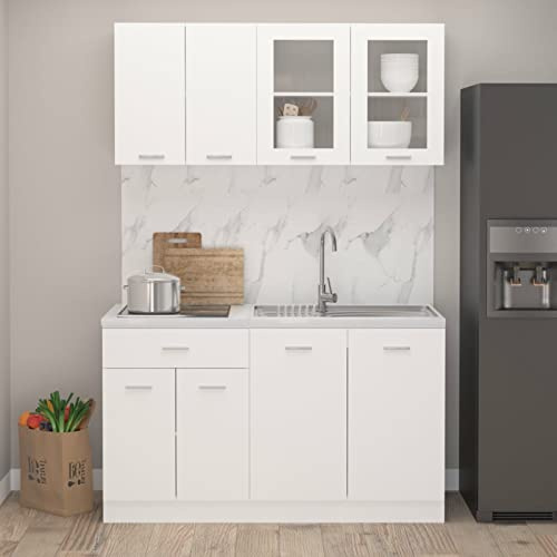 Lechnical Set Armadi da Cucina 4 pz Bianco in Truciolato,Set Armadi da Cucina,Mobili Arredi Salvaspazio