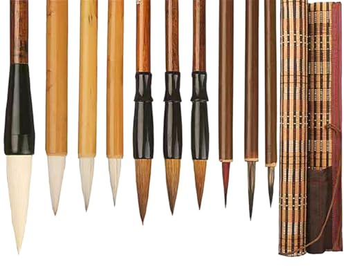 Tiardey Pennello per Calligrafia Cinese da 10 Pezzi Set di Calligrafia Cinese di Dimensioni Miste Pennello per Calligrafia Cinese per Pittura ad Acquerello Disegno Scrittura