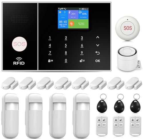 Sistema de Alarma de Seguridad para el hogar 4G, Kit de Alarma Inteligente para el hogar con Alarma de aplicación de teléfono, Funciona con Alexa y Google para el hogar, apartamento