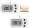 2 Stück Kühlschrankthermometer, Digitale Thermometer kühlschrank, Mini Thermometer, Gefrierschrank Thermometer mit Großem LCD Display, Temperaturmonitor -20°C bis 50°C, mit Haken & Max/Min Funktion