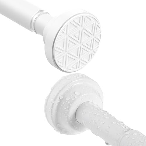 Kongming Gardinenstange ohne bohren 48-200cm, Teleskopstange Vorhang, Duschvorhangstange Weiß Edelstahl, Rutschfest Vorhangstange Klemmstange für Gardinen, Schrank, Badezimmer, Fenster oder Türen