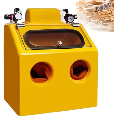CHANGLKJ Sand Blasting Machine, Sand Blasting Cabinet Kits, Bench Top Sandblasting Dust Collector with Air Adjuster and Foot Switch, Durable Protective Glass and Safe Clean, for Jewelry, Work-pieces