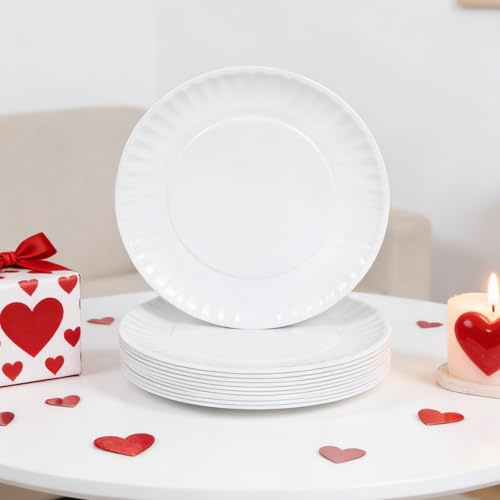 DoDoware 12-Piece White Melamine Dinner Plates Set, 9-inch Plates Set