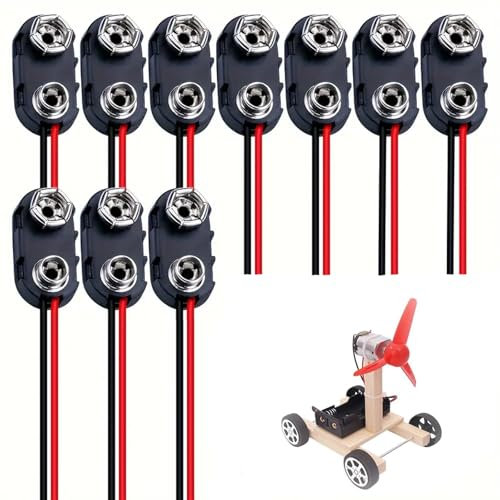 10 clips para batería de 9 voltios, clip de batería recargable con cable de conexión de 15 cm para enchufe de bloque de batería de 9 V