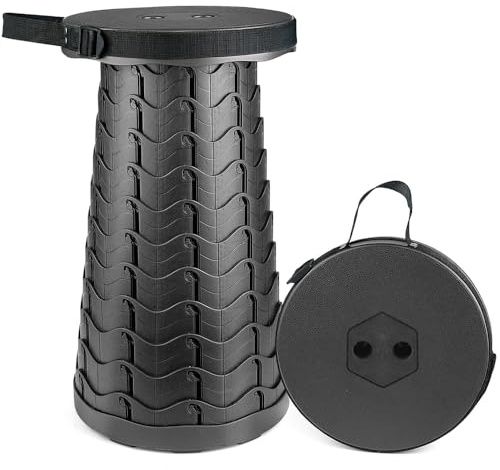 Roysmart Mini tabouret pliant portable - Tabouret télescopique pliable - Tabouret de camping ou de pêche - Tabouret de camping léger - Tabouret télescopique pour l'extérieur, le camping, la pêche, le