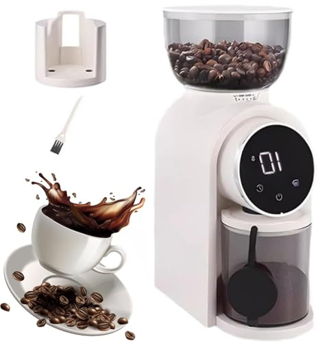 Grinder de café de précision de 25 au Niveau avec Affichage Tactile et Poudre intégrée - bavure Conique pour Expresso, Verser, Presse française | Grinder de Grains électriques pour Le café Goutte
