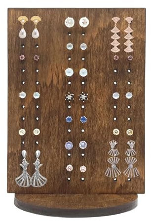 KASESSS Mini Wood Jewellery Stand for Earring, Earring Storage Organiser, Earrings Display Stands, Earrings Holder Up to 42 Pairs, Jewellery Display Stand Holder for Hoop Dangle for Girl Women