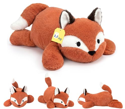 shownicer Renard lesté - 2,2 kg - Doudou lesté - In peluche - XXL - Volpe - Cuscino in peluche - Regalo per adulti e bambini di 3 anni e più (volpe, 65 cm)