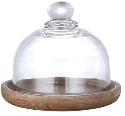 da portata in legno per torte – da torta, campana in , elegante supporto in legno con cappuccio in trasparente, per dessert cupcake, biscotti, anniversario, Natale