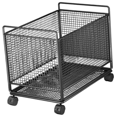 FytStycale Cesta de Lavandería con Organizador de Carrito, Práctica Cesta de Lavandería Hecha de Alambre de Metal, Enrollable, Cesta para Ropa Sucia para, Negro, L