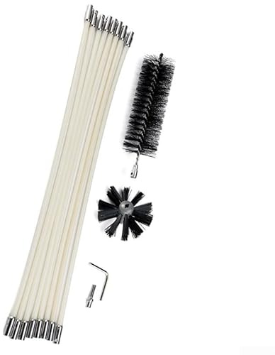 Set di pulizia per camini e aste, 60 cm, con setole in nylon e spazzatrice rotante, compatibile con trapano per caminetto