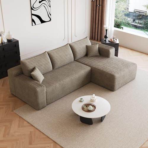 AUGOP 96 Sectional Couches for Living Room Modern Modular Sofa with L-Shape Couchs Upholstered Boneless Couch Deep Seat Sectional Couch with Chaise (Camel, 96 Right Facing Chaise+2Seaters)