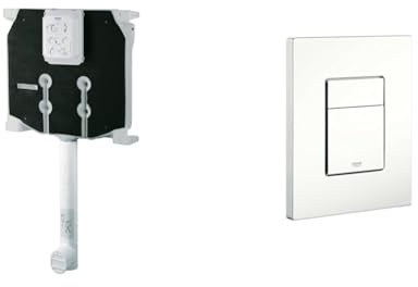 GROHE Set Cassetta di Scarico Ad Incasso per WC 38863000 + Grohe Placca di Comando WC, Bianco 38732SH0