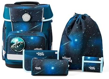 SCHOOL-MOOD Champion Maxx Moritz (Weltall), 6-tlg. Schulranzenset höhenverstellbar, 22 Liter, 1,1 kg Grundschule 1.-4. Klasse, Modell 2026