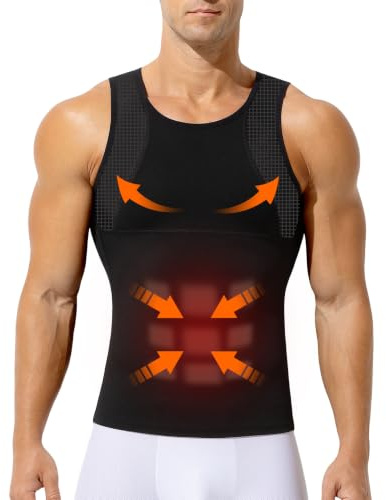 Casey Kevin Canotta Compressione Uomo Maglia Contenitiva Canottiera Shapewear Snellente Intimo Fitness Fascia Pancia Sportivo Fitness Canotte, XXL