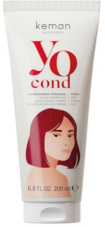 Kemon Yo Cond Rosso - Maschera Riflessante Professionale con Formula YoVeg e Velian Complex, Nutre e Illumina i Capelli in 3 Minuti, 88% Ingredienti Naturali, 200 ml
